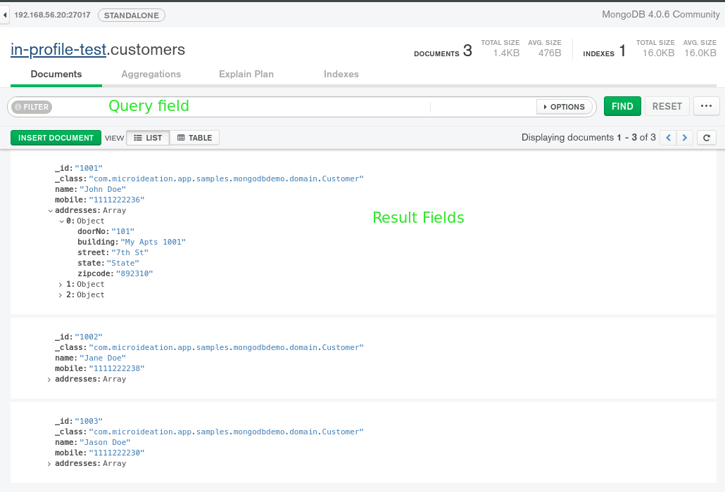 mongodb compass create local database